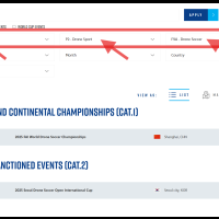 FAI Event page search setting for dronesoccer 