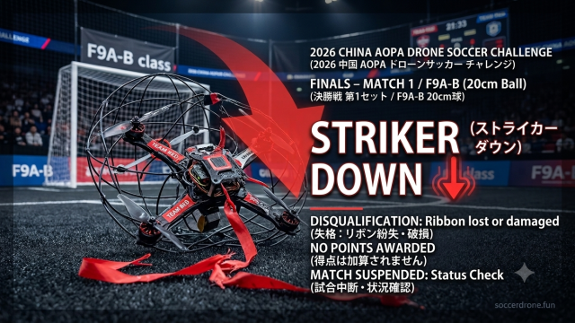 F9Aドローンサッカーのストライカーダウンについて解説しました。